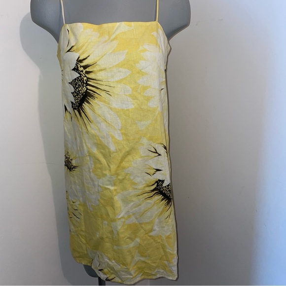 H and M mini shift dress spaghetti strap linen blend sunflower yellow size small - Picture 10 of 10